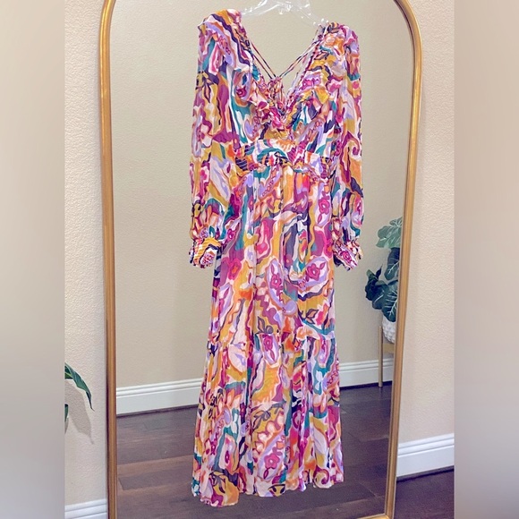 Anthropologie The Marais Printed Chiffon Maxi Dress Size 3X - Picture 9 of 14